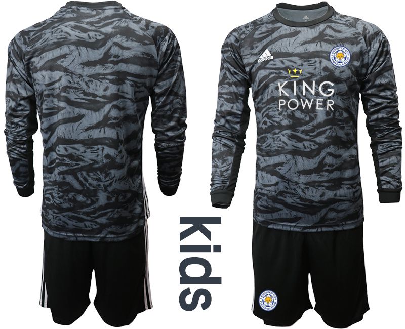 Youth 2019-2020 club Leicester City black long sleeve goalkeeper Soccer Jerseys->leicester city jersey->Soccer Club Jersey